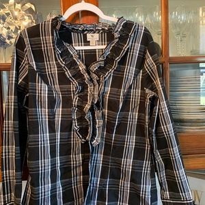 Worthingtom stretch ruffle button down.‎ Worn 3x. Great for the holidays.